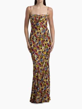 SALONI Renee Long Dress Multi-Color Printed Slip Maxi Dress